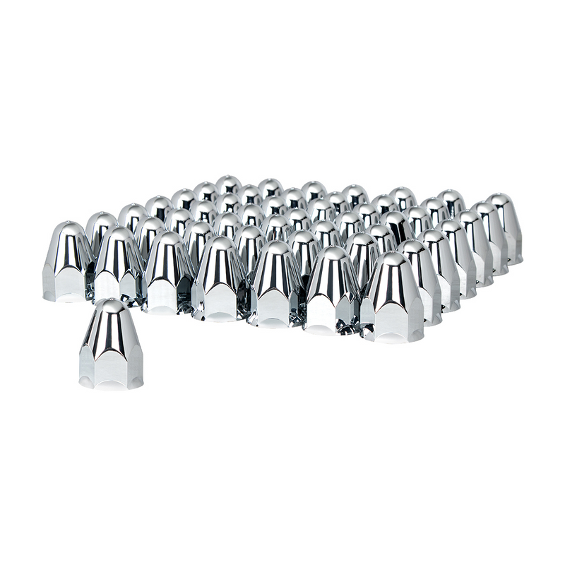 UP-10045CB 1-1/2" X 2-3/4" Chrome Plastic Bullet Nut Covers - Push-On (60-Pack)