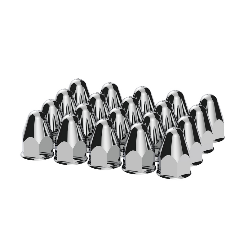 UP-10045 1-1/2" X 2-3/4" Chrome Plastic Bullet Nut Covers - Push-On (Color Box of 20)