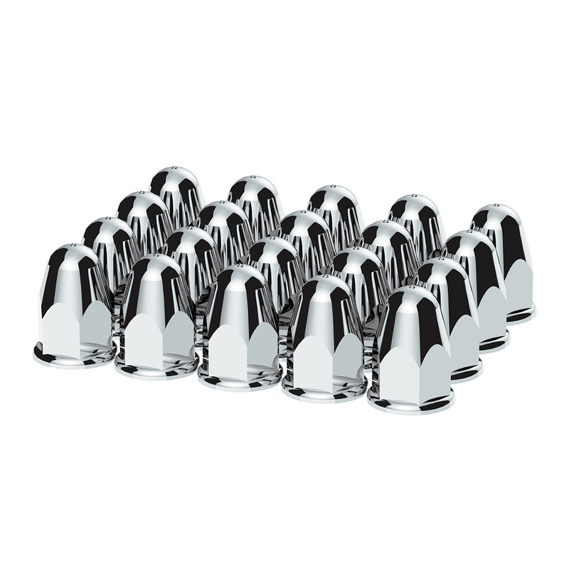 UP-10046 1-1/2" X 2-3/4" Chrome Plastic Slotted Bullet Nut Covers With Flange - Push-On (Color Box of 20)