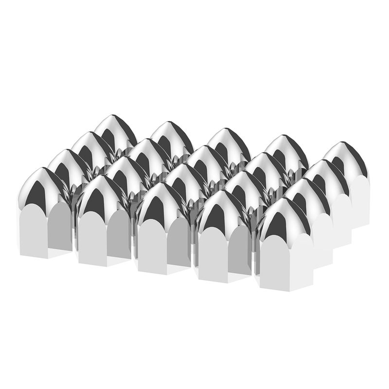 UP-10047 1-1/2" X 2-3/4" Chrome Plastic Bullet Nut Covers - Push-On (20-Pack)