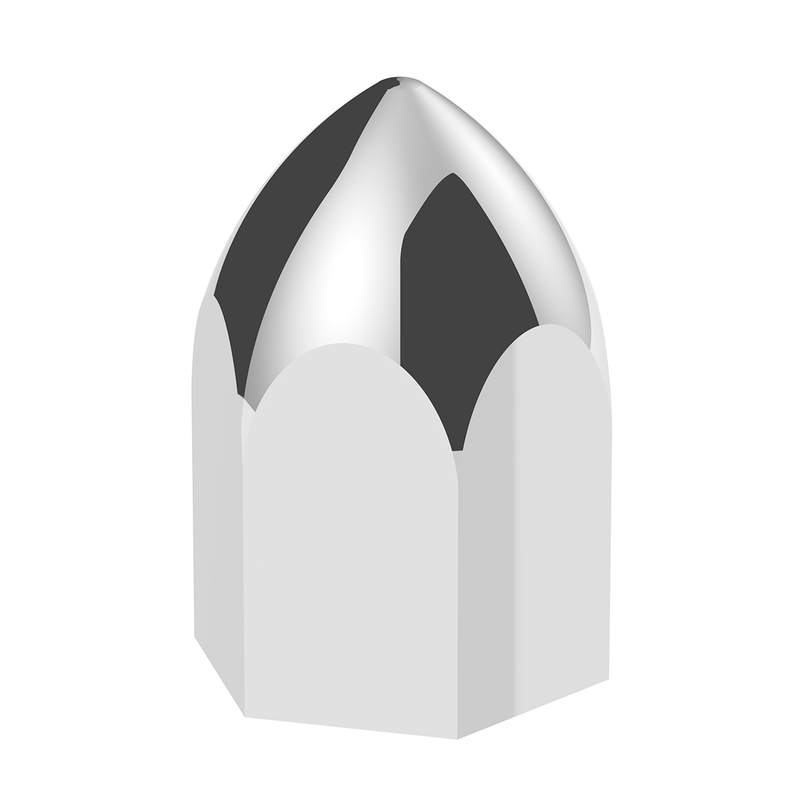 UP-10047 1-1/2" X 2-3/4" Chrome Plastic Bullet Nut Covers - Push-On (20-Pack)