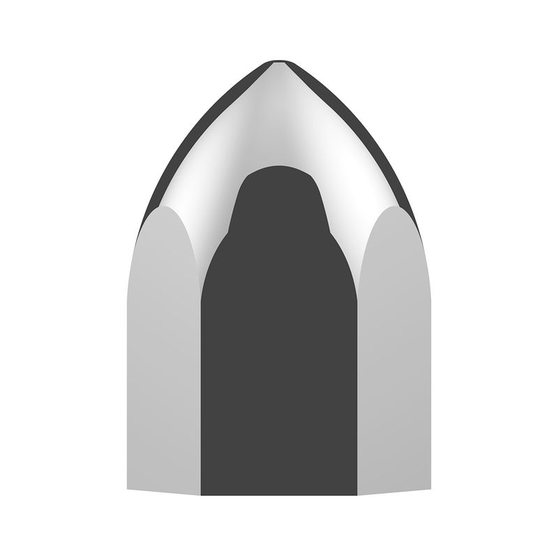 UP-10047 1-1/2" X 2-3/4" Chrome Plastic Bullet Nut Covers - Push-On (20-Pack)