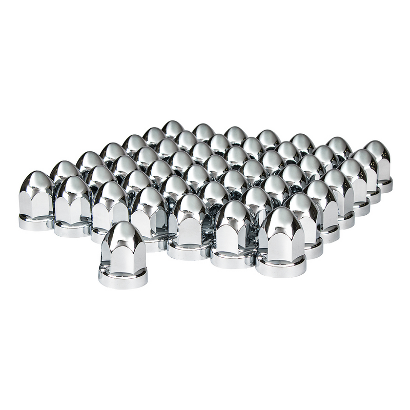 UP-10049CB 33mm X 2-3/4" Chrome Plastic Bullet Nut Covers With Flange- Push-On (60-Pack)