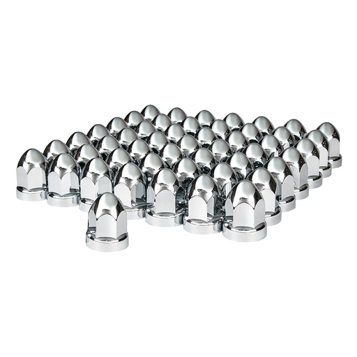 UP-10049CB 33mm X 2-3/4" Chrome Plastic Bullet Nut Covers With Flange- Push-On (60-Pack)