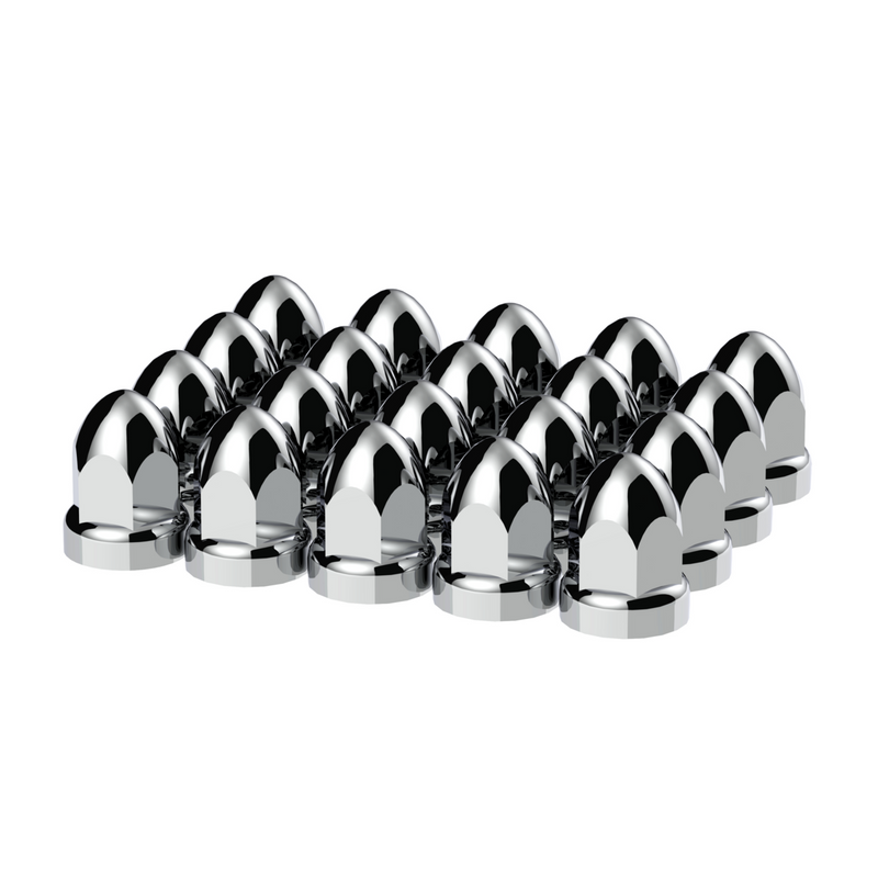 UP-10049 33mm X 2-3/4" Chrome Plastic Bullet Nut Covers With Flange - Push-On (Box of 20 )