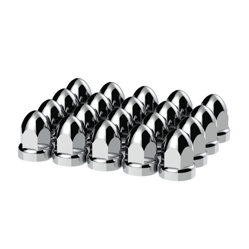 UP-10049 33mm X 2-3/4" Chrome Plastic Bullet Nut Covers With Flange - Push-On (Box of 20 )