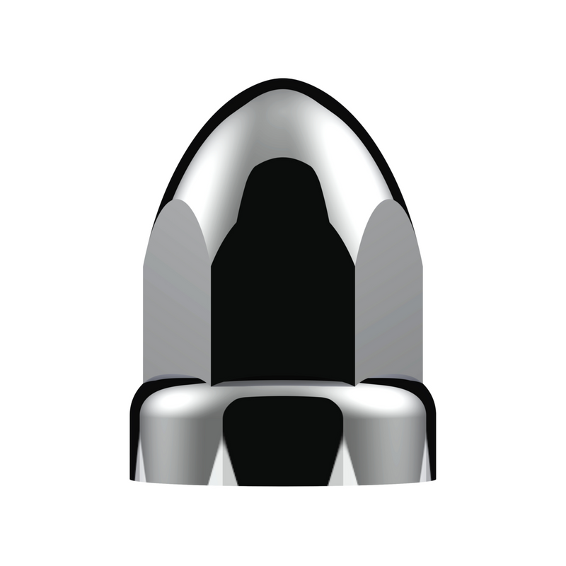 UP-10049 33mm X 2-3/4" Chrome Plastic Bullet Nut Covers With Flange - Push-On (Box of 20 )