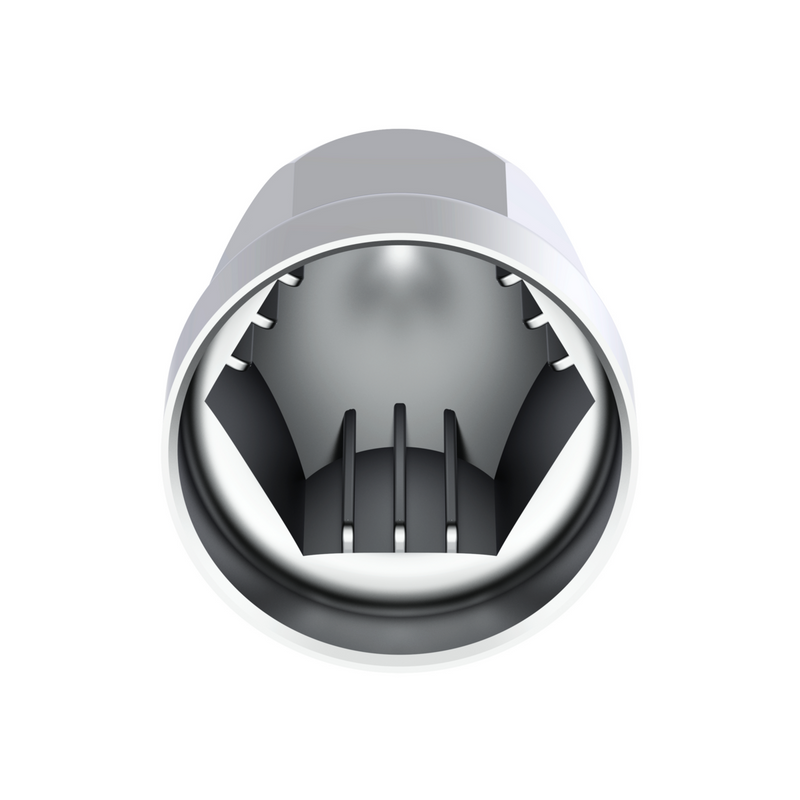 UP-10049 33mm X 2-3/4" Chrome Plastic Bullet Nut Covers With Flange - Push-On (Box of 20 )