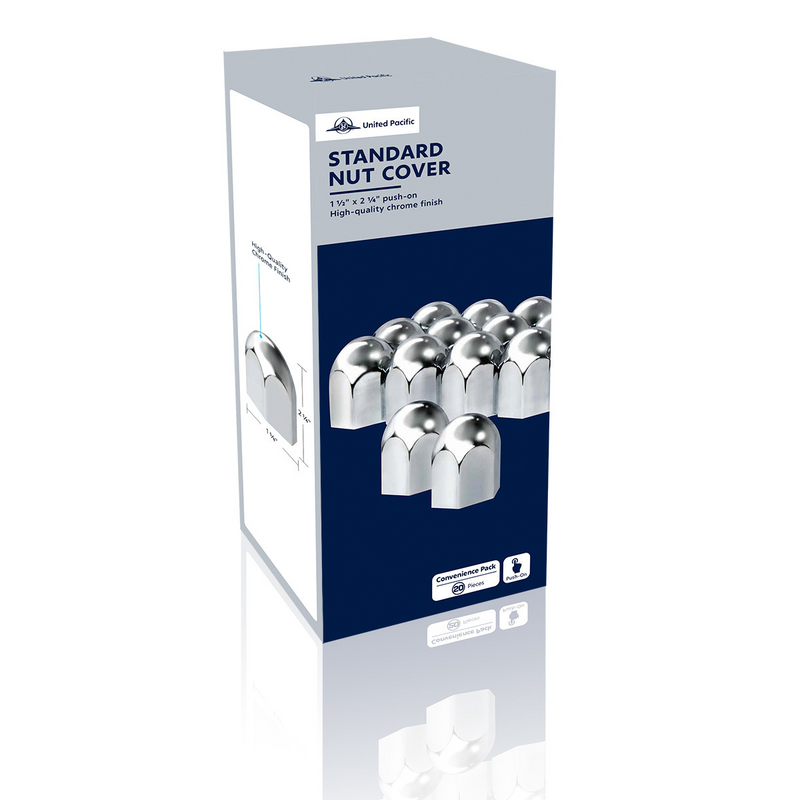 UP-10057 1-1/2" X 2-1/4" Chrome Plastic Standard Nut Covers - Push-On (Box Of 20 )