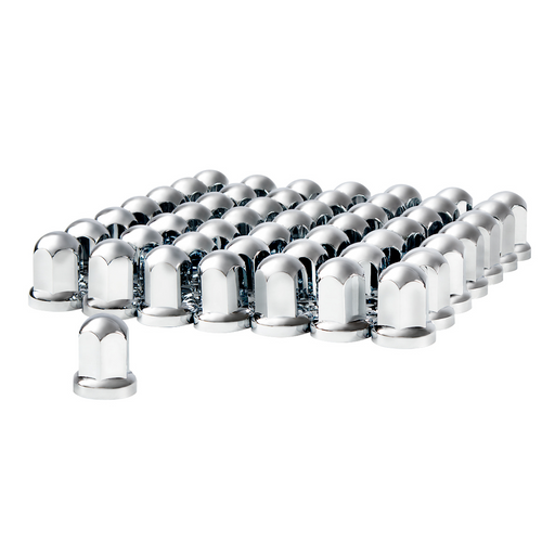 UP-10058CB 33mm X 2-7/16" Chrome Plastic Standard Nut Cover With Flange - Push-On (Color Box of 60)