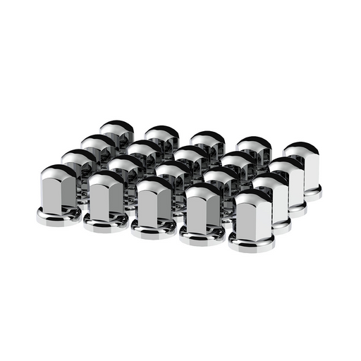 UP-10058 33mm X 2-7/16" Chrome Plastic Standard Nut Covers With Flange - Push-On (Color Box of 20)