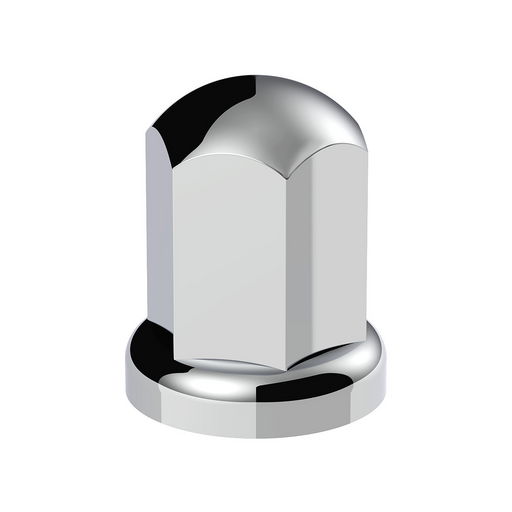 UP-10058 33mm X 2-7/16" Chrome Plastic Standard Nut Covers With Flange - Push-On (Color Box of 20)