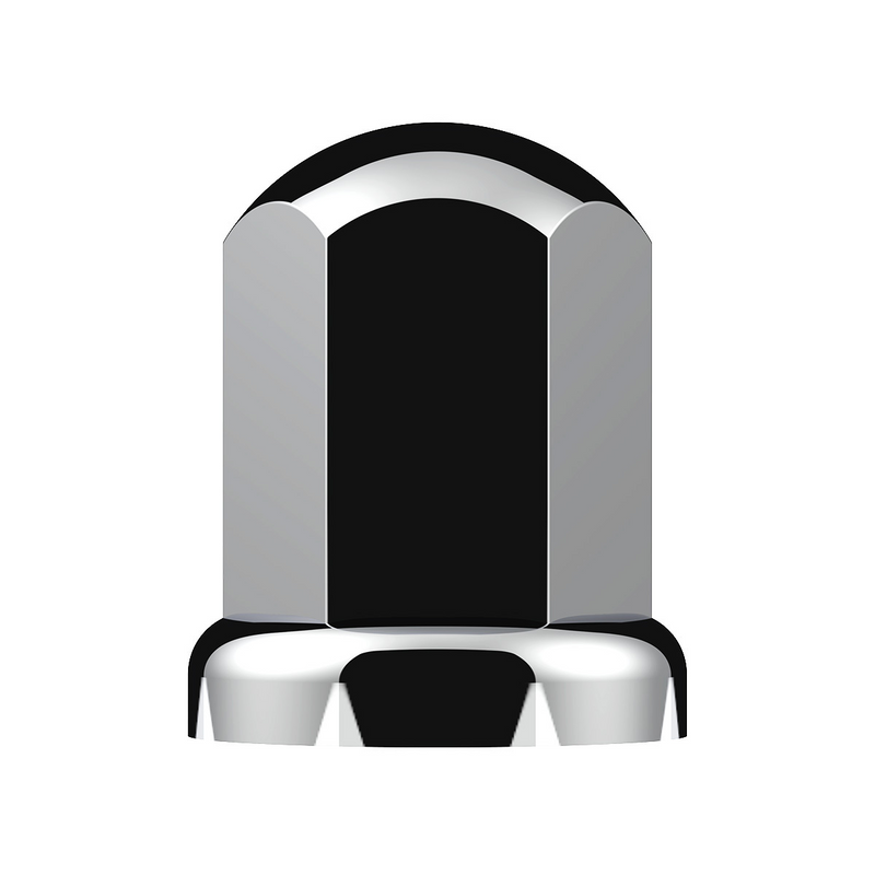 UP-10058 33mm X 2-7/16" Chrome Plastic Standard Nut Covers With Flange - Push-On (Color Box of 20)