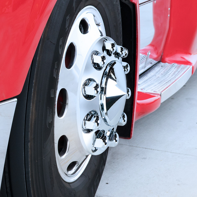 UP-10058 33mm X 2-7/16" Chrome Plastic Standard Nut Covers With Flange - Push-On (Color Box of 20)
