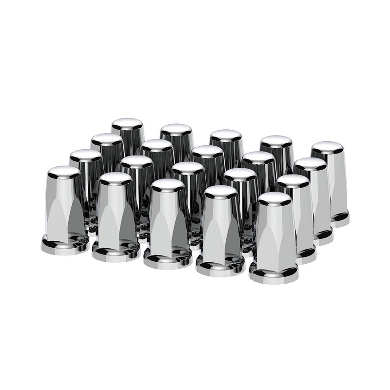 UP-10059 33mm X 3-1/4" Chrome Plastic Tall Nut Covers With Flange - Push-On (Box of 20)