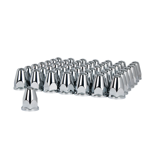 UP-10060CB 33mm X 2-5/8" Chrome Plastic Bullet Nut Covers With Flange - Push-On (60-Pack)