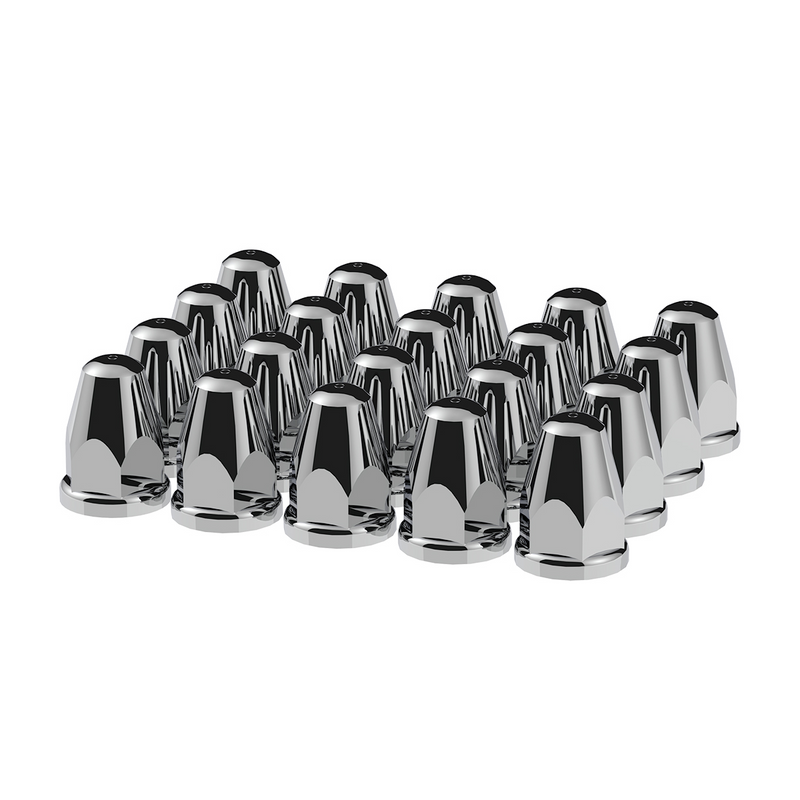 UP-10060 33mm X 2-5/8" Chrome Plastic Bullet Nut Covers With Flange - Push-On (Box of 20)
