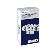 UP-10061 1-1/2" x 2-3/4" Chrome Plastic Bullet Nut Covers With Flange - Push-On (20-Pack)