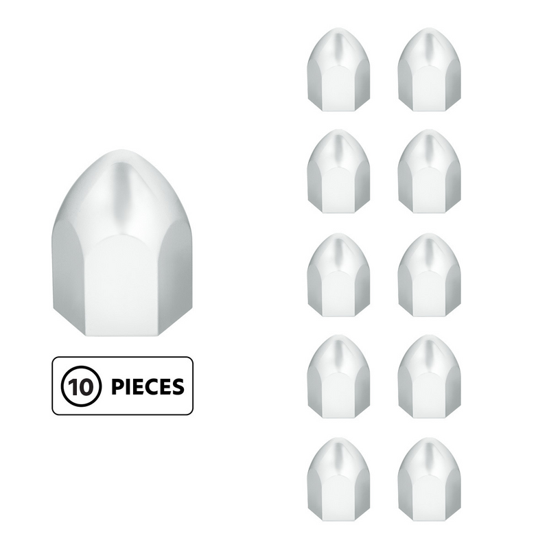UP-10062P 1" x 1 5/8" Chrome Plastic Bullet Nut Cover - Push-On (10 Pack)