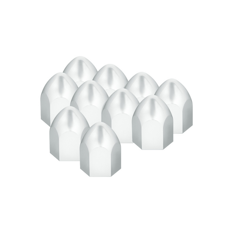UP-10062P 1" x 1 5/8" Chrome Plastic Bullet Nut Cover - Push-On (10 Pack)