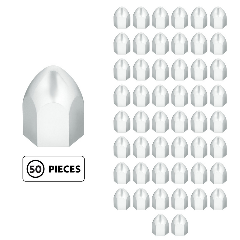 UP-10062P50 1" X 1 5/8" Chrome Plastic Bullet Nut Cover - Push-On (50-Pack)