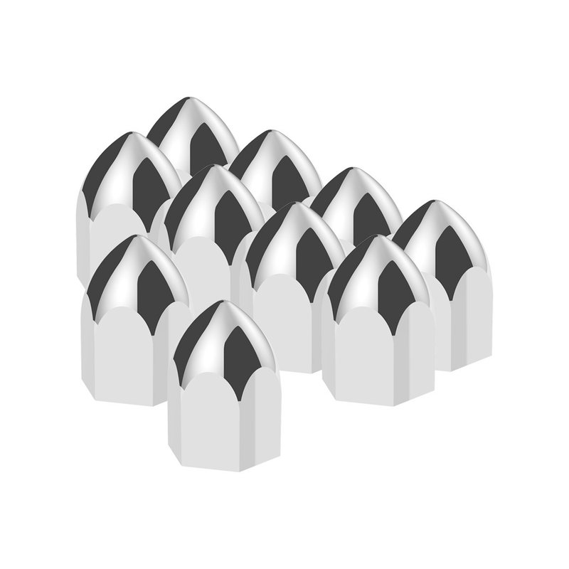 UP-10063P 11/16" X 1-5/16" Chrome Plastic Bullet Nut Cover - Push-On (10-Pack)