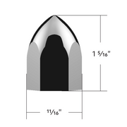 UP-10063P 11/16" X 1-5/16" Chrome Plastic Bullet Nut Cover - Push-On (10-Pack)