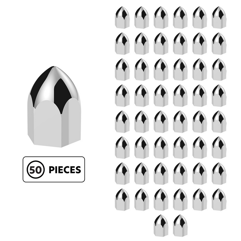 UP-10063P50 11/16" X 1-5/16" Chrome Plastic Bullet Nut Cover - Push-On (50-Pack)