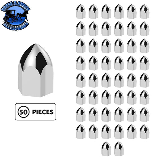 UP-10063P50 11/16" X 1-5/16" Chrome Plastic Bullet Nut Cover - Push-On (50-Pack) NUT COVER Light Gray