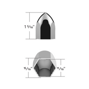 UP-10063P50 11/16" X 1-5/16" Chrome Plastic Bullet Nut Cover - Push-On (50-Pack)