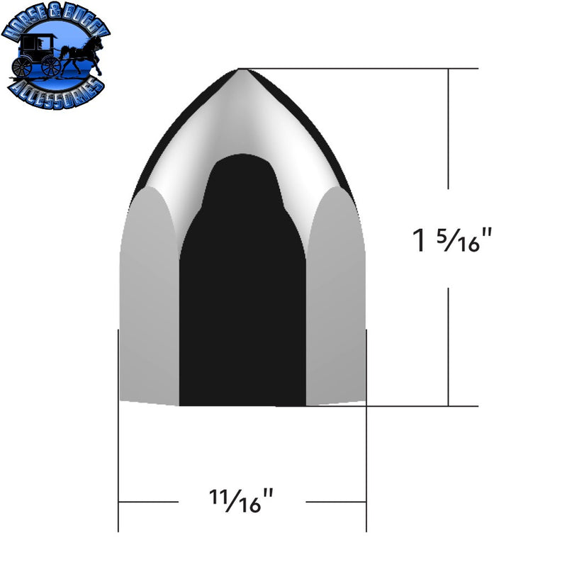 UP-10063P 11/16" X 1-5/16" Chrome Plastic Bullet Nut Cover - Push-On (10-Pack) NUT COVER Dark Gray
