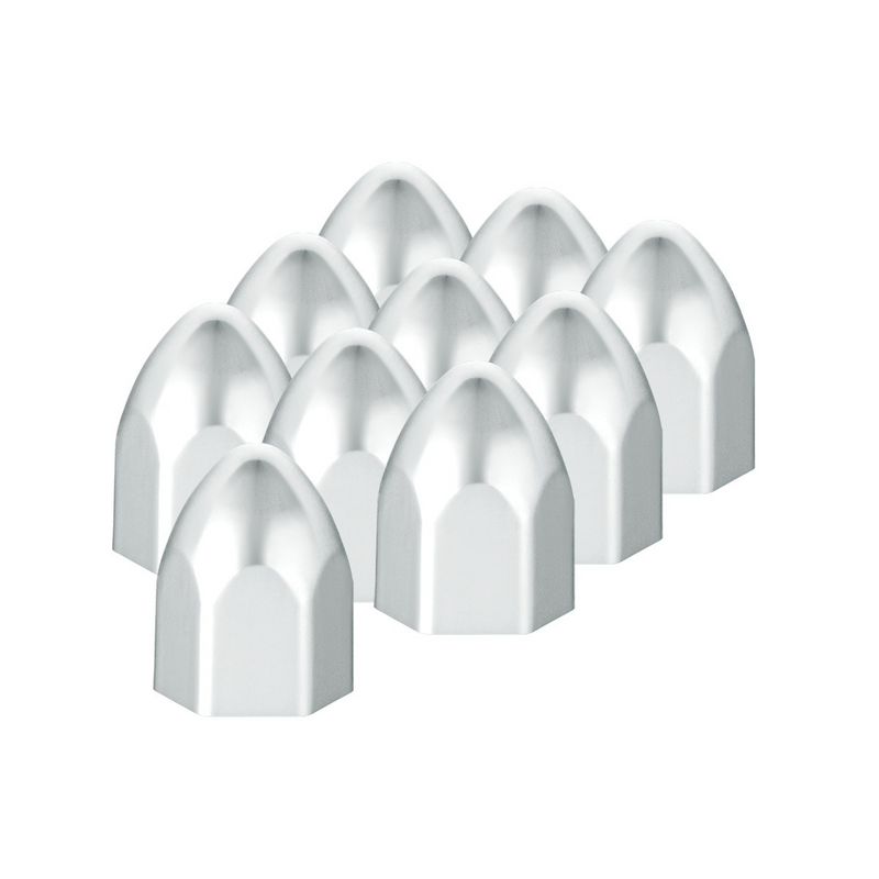 UP-10065P 3/4 x 15/16 Chrome Plastic Bullet Nut Covers - Push-On (10-Pack)