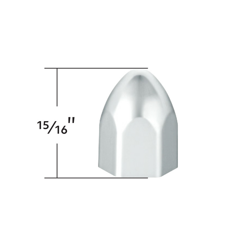 UP-10065P 3/4 x 15/16 Chrome Plastic Bullet Nut Covers - Push-On (10-Pack)