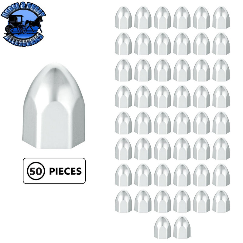 UP-10065P50 9/16" x 15/16" Chrome Plastic Bullet Nut Covers - Push-On (50-Pack) NUT COVER Light Gray