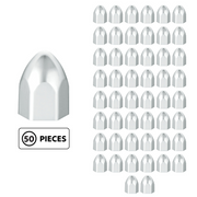 UP-10065P50 3/4" x 15/16" Chrome Plastic Bullet Nut Covers - Push-On (50-Pack)