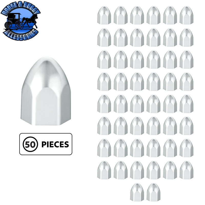 UP-10066P50 1/2" X 15/16" Chrome Plastic Bullet Nut Cover - Push-On (50-Pack) NUT COVER Light Gray