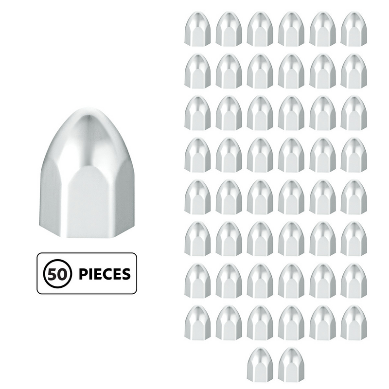 UP-10066P50 1/2" X 15/16" Chrome Plastic Bullet Nut Cover - Push-On (50-Pack)