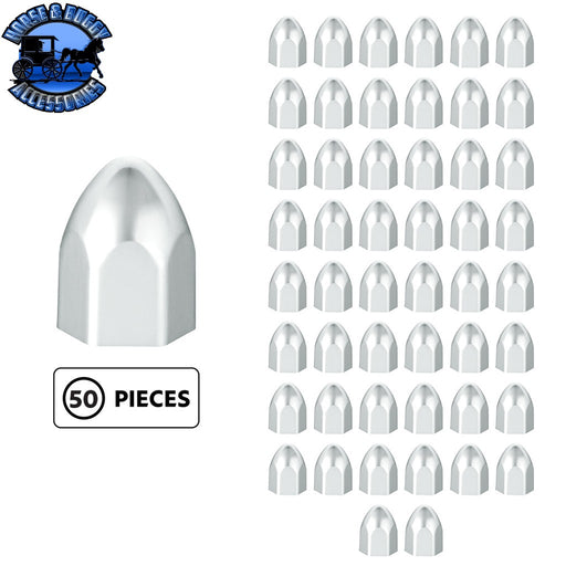 UP-10066P50 1/2" X 15/16" Chrome Plastic Bullet Nut Cover - Push-On (50-Pack) NUT COVER Light Gray