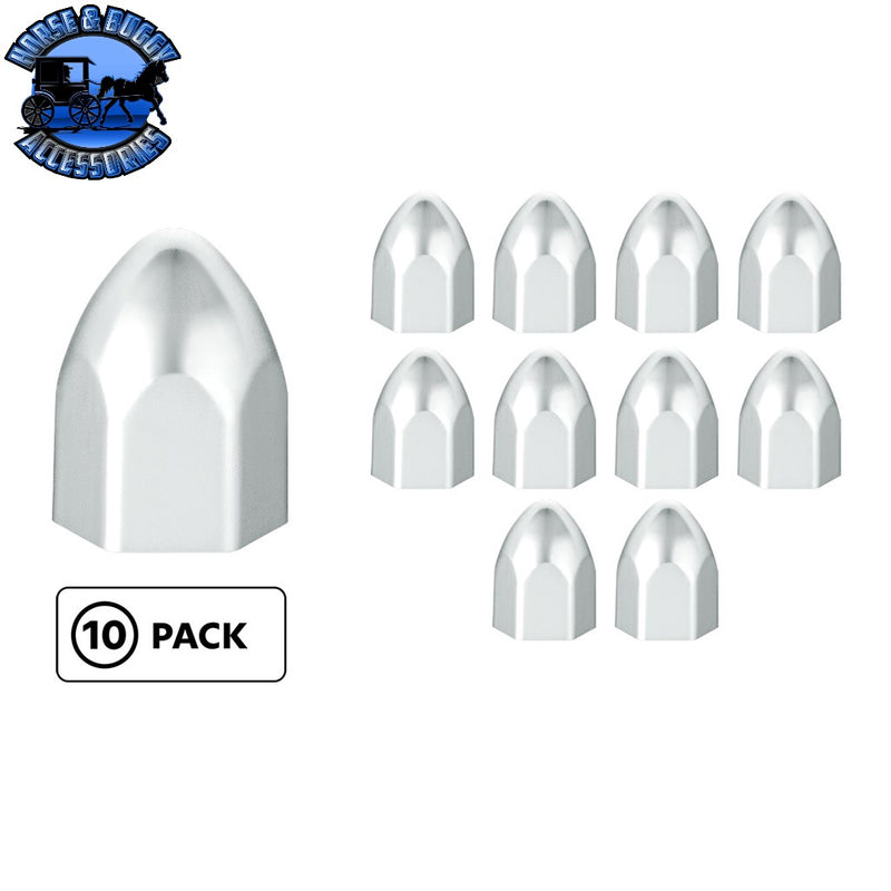 UP-10066P 1/2" x 15/16" Chrome Plastic Bullet Nut Covers - Push-On (10-Pack) Light Gray