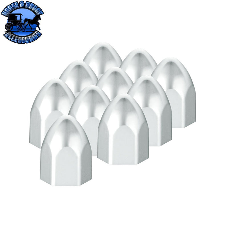 UP-10066P 1/2" x 15/16" Chrome Plastic Bullet Nut Covers - Push-On (10-Pack) Light Gray