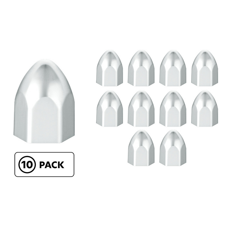 UP-10067P 7/16" x 3/4" Chrome Plastic Bullet Nut Covers - Push-On (10-Pack)