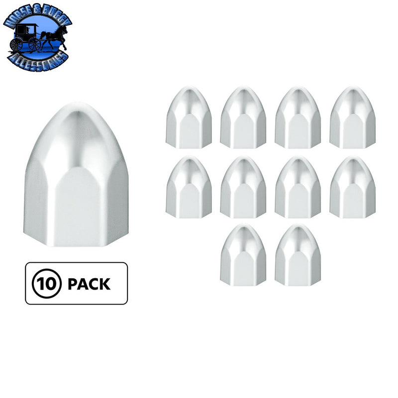 7/16" x 3/4" Chrome Plastic Bullet Nut Covers - Push-On (10-Pack) Light Gray
