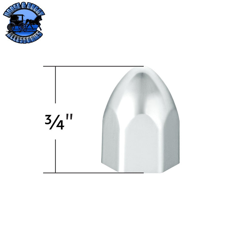 7/16" x 3/4" Chrome Plastic Bullet Nut Covers - Push-On (10-Pack) Light Gray