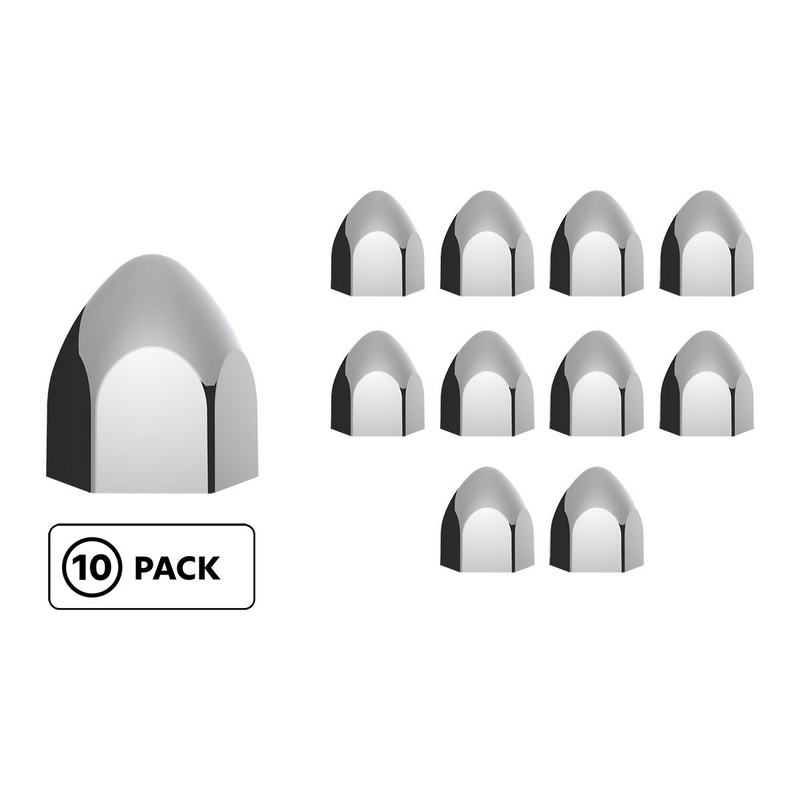 UP-10069P 3/4" X 1 3/8" Chrome Plastic Bullet Nut Cover - Push-On (10-Pack)