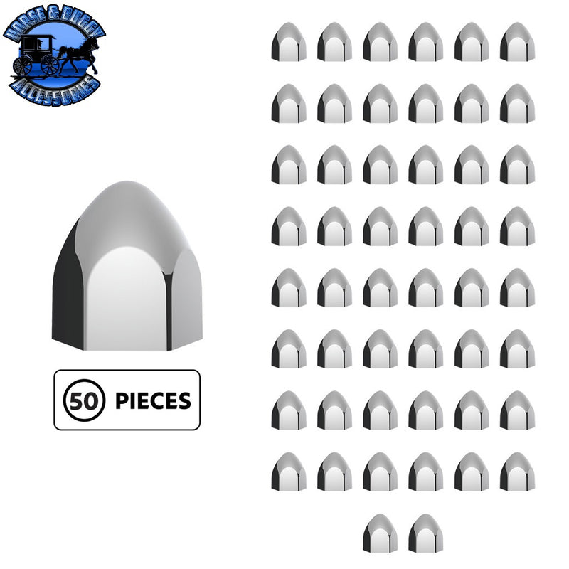 UP-10069P50 3/4" X 1 3/8" Chrome Plastic Bullet Nut Cover - Push-On (50-Pack) NUT COVER Gray