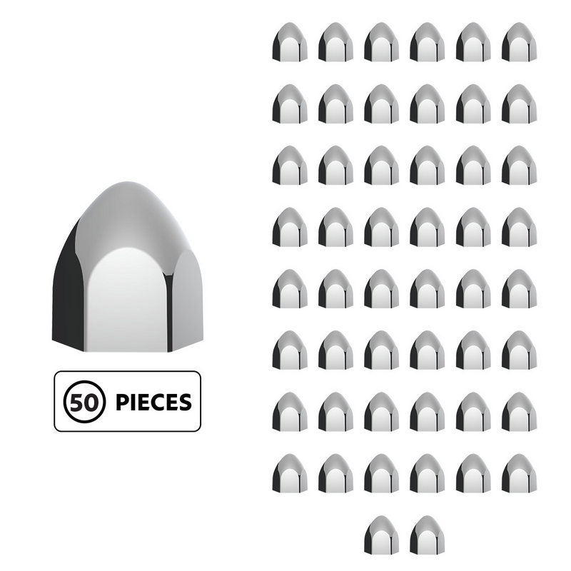 UP-10069P50 3/4" X 1 3/8" Chrome Plastic Bullet Nut Cover - Push-On (50-Pack)