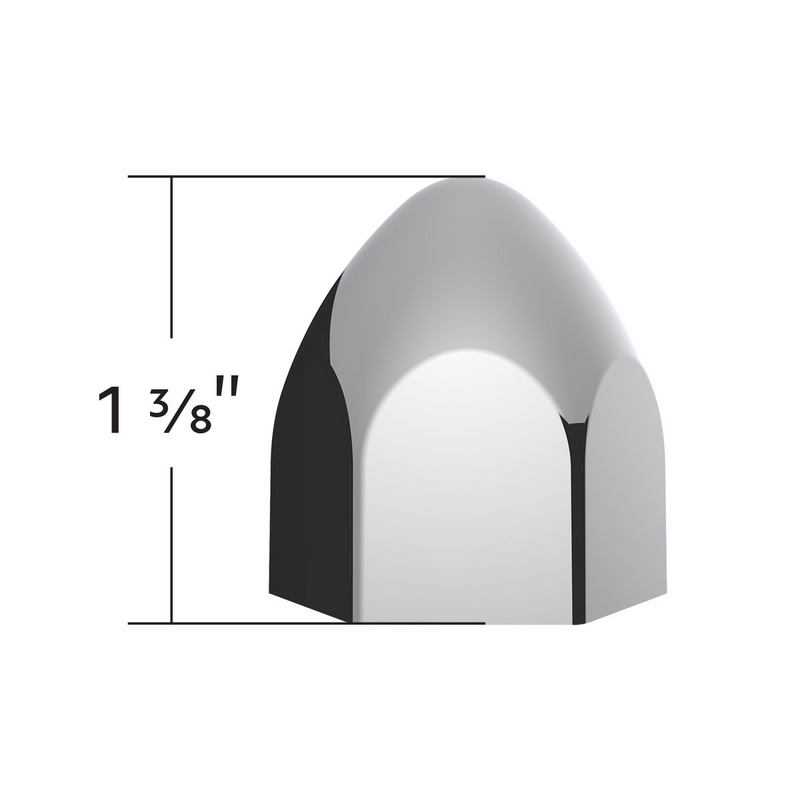 UP-10069P50 3/4" X 1 3/8" Chrome Plastic Bullet Nut Cover - Push-On (50-Pack)