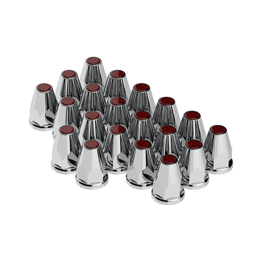 UP-10070 33mm X 2-3/4" Chrome Plastic Nut Covers With Flange - Push-On -Amber Reflector (Color Box of 20)
