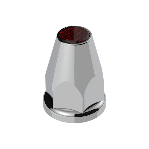 UP-10070 33mm X 2-3/4" Chrome Plastic Nut Covers With Flange - Push-On -Amber Reflector (Color Box of 20)