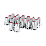UP-10071 33mm X 2-3/4" Chrome Plastic Nut Covers With Flange - Push-On -Red Reflector (20-Pack)